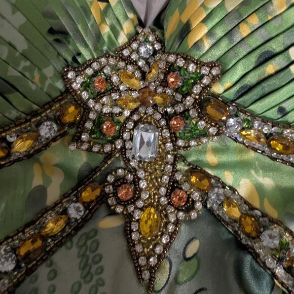 Atelier Alyce Seralina Collection Green Floral Formal Dress & Scarf Size 0 - Picture 4 of 6